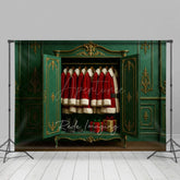 Aperturee - Aperturee Elegant Green Wall Santas Closet Christmas Backdrop